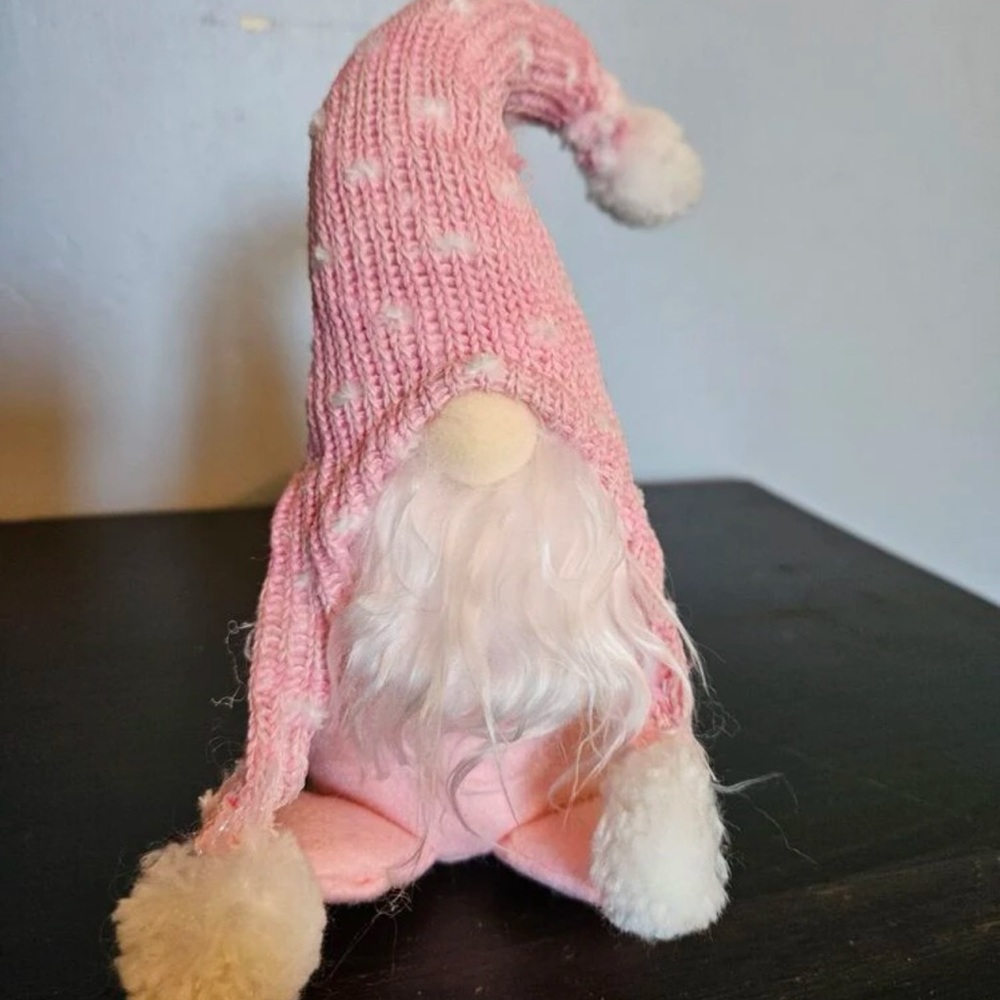 New Handmade Cute Pink White Home Decor Linen Polyester Gnome Elf Doll Figurine - Picture 5 of 14